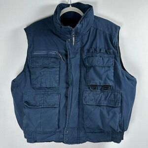 Dutch Harbor‎ Gear Navy Utility Vest L Cotton Fleece Lined Multi-Pocket Gorpcore